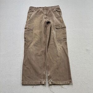 Vintage Cargo Pants Men's 32x30 Brown Duck Canvas Relaxed Fit Utility Distressed